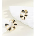 thumbnail image 2 of Pierced 3/4" gold, black and white stripe hoop earrings, 2 of 4
