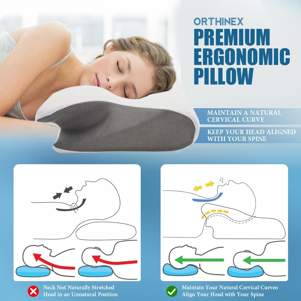 Airway Pro Sleep Apnea Pillow, Airway Pro Cervical Pillow - All-Night Neck Support, Ergonomic Pillows for All Sleeping Positions, for Neck Pain Relief, Breathable and Not Stuffy, Improve Sleep