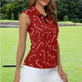 thumbnail image 2 of Yuyamidu Red Christmas Womens Golf Shirt Zip Up Collared Shirts Candy Canes Sleeveless Tennis Athletic Tank Top for Women Golf Activewear Clothes Size 2XL, 2 of 8