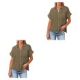 thumbnail image 1 of Qarigey Blusa de algodón de manga corta para mujer, camisa informal para niñas, vacaciones en la playa, compras, ropa de moda, Top de verano Type10 NO10, 1 of 6