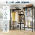 thumbnail image 2 of 86.2" L Heavy Duty Clothes Rack, 1210LBS Capacity Freestanding Garment Rack with Shelves, Adjustable Storage Rack for Hanging Clothes, Black, 2 of 7