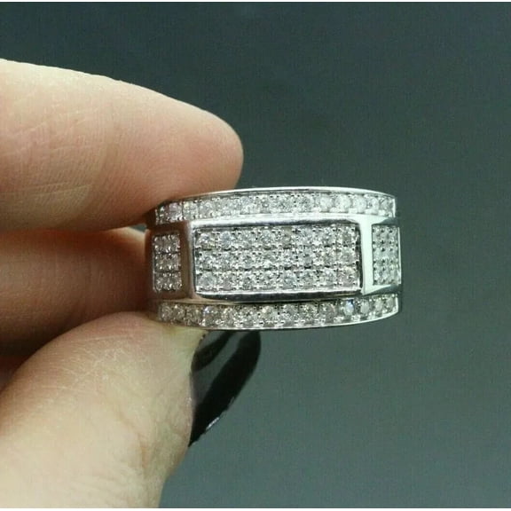 2Ct Round Cut Lab Created Diamond Men's Wedding Band Ring 14k White Gold Plated