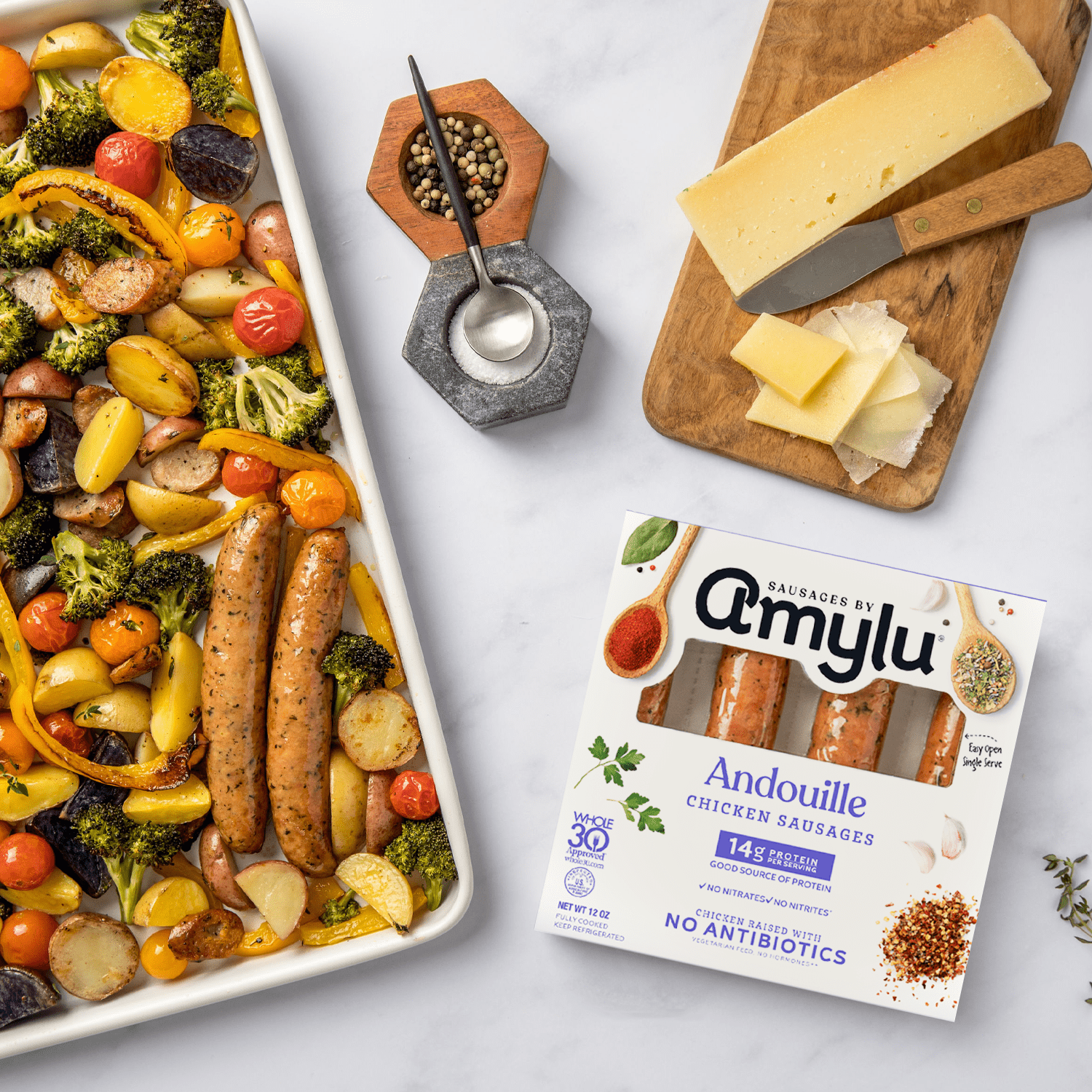 Amylu Foods Andouille Chicken Sausages, 12oz, 4 Count, Refrigerated
