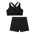 thumbnail image 5 of Hansber Girls 2 Piece Crop Tank Top with Sport Booty Shorts Tracksuit Workout Outfits Gymnastics Black 8, 5 of 6
