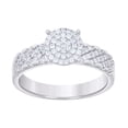 thumbnail image 2 of Sterling Silver Cubic-Zirconia Trio Bridal Anniversary Wedding Engagement Band Ring Set Size 7, 2 of 2