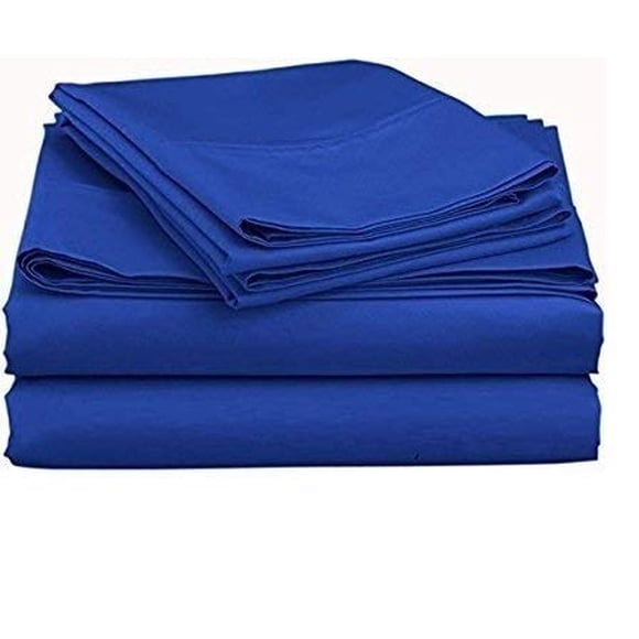 King of Cotton Bed Sheets Set Egyptian Cotton, Royal Blue Solid 600 Thread Count 4-Piece King Bed Sheet Set , Sateen Solid, 16" Inches - 18" Deep Pocket.