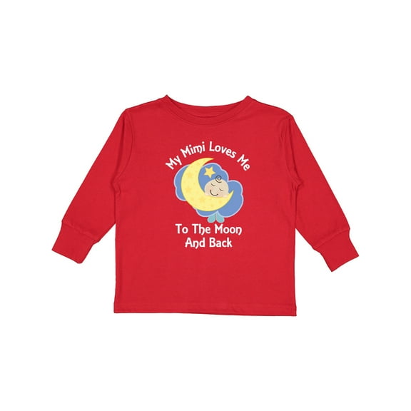 Inktastic My Mimi Loves Me to the Moon and Back Boys or Girls Long Sleeve Toddler T-Shirt