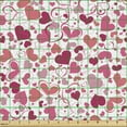 thumbnail image 2 of Ambesonne Love Fabric by the Yard Upholstery, Pinkish Curls Soft Hearts, 1 Yard, Multicolor, 2 of 5