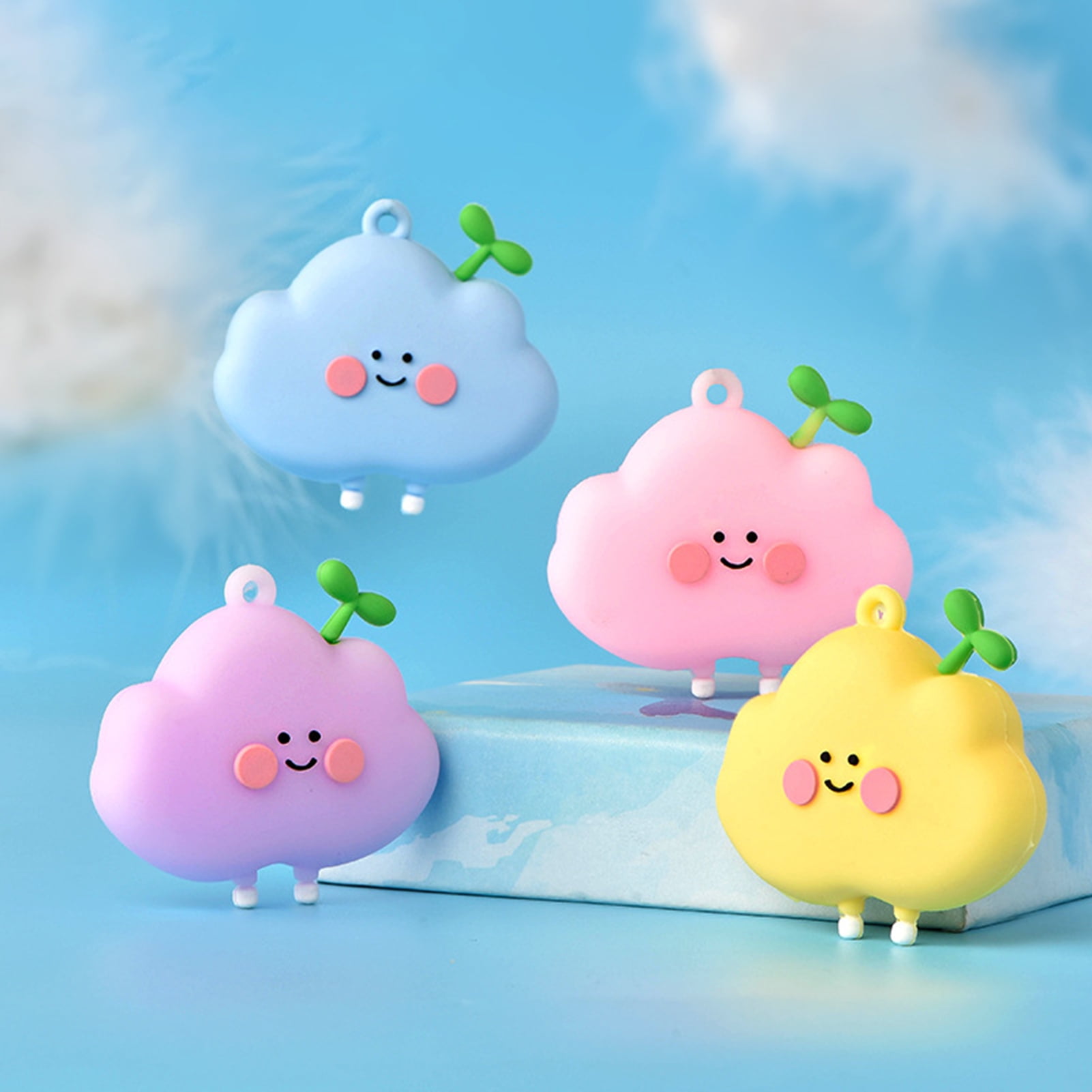 HeYii Doll Pendant Cloud Shape Funny Expression Hanging Design Creative Cartoon  Cute Doll Keychain for Handbag Pink 