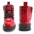 thumbnail image 3 of DADAWEN Boys Girls Combat Boots Ankle Boots Waterproof Boots Lace Up With Side Zipper Pearl Red US Size 6 Toddler, 3 of 5