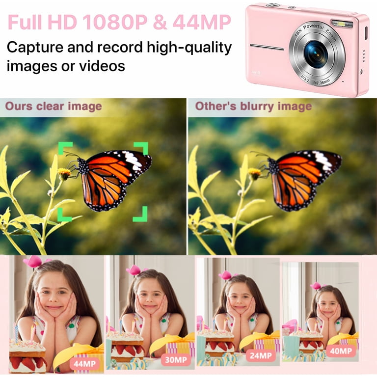 16M Digitale Camera, HD 1080P Camera, Digitale Point and shoot Camera met 16x Zoom, Compacte Kleine Camera voor Jongens, Meisjes, Tieners, Studenten, Autofocus, 1/4 Inch Schroef