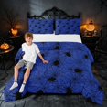 thumbnail image 2 of Homewish Spider Web Queen Comforter Set, Happy Halloween Comforter Sets Queen, Royal Blue, Navy Reversible, 3-Piece 1 Comforter and 2 Pillowcases, 2 of 6