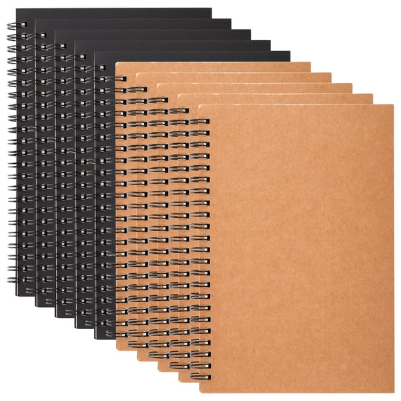 Hacaroa 10 Pack Blank Spiral Notebooks, 8"x5" Unlined Journal Kraft Cover Sketch Note Pad, Diary NoteBook Planner Memo Notepads for Students, Office