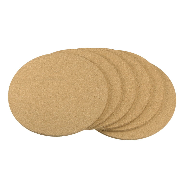Uxcell 6 Inch Dia Round Wooden Cork Coasters Absorbent Drink Mats Yellow 6  Pack