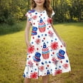 thumbnail image 6 of Delliss Girls Dress Flared Sleeve Ruffle Hem A-Line Sundress Casual Dresses 6-15 Years, 6 of 7