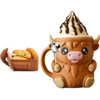 Highland Cow Ice Cream Pint Holder with Spoon, with Hoof Slots to Hold Your Spoon, Leak-Proof Popsicle Cozy, for 16 oz Pints , Soda Beer Can Cup,Cooler Container,  for Highland Cow Lovers