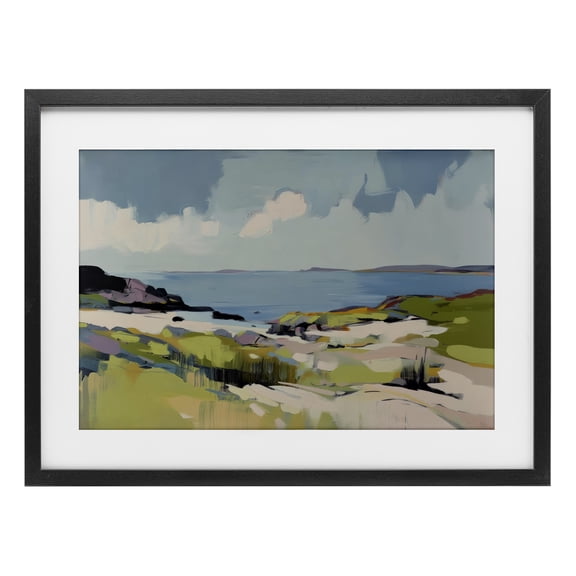 Stupell Industries Coastal Green Breeze Black Framed Print Under Glass design by Elara Yasna, 14 x 20