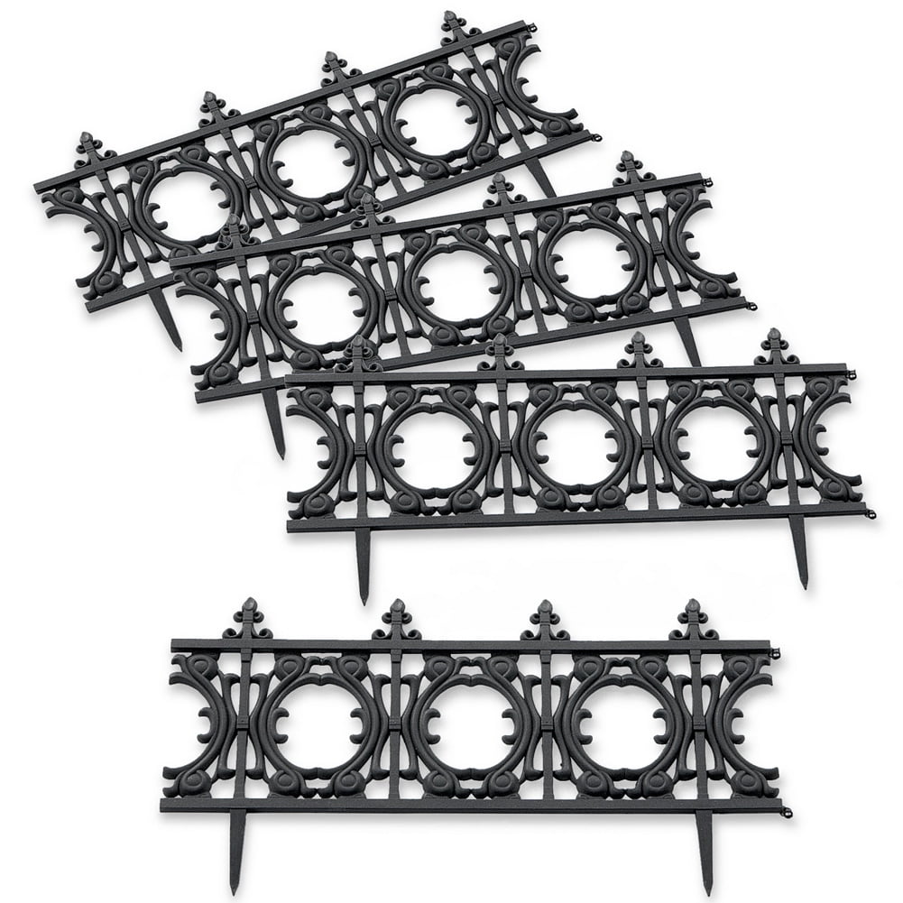 Plastic Faux Wrought Iron Garden Fence Border Edging, Set of 4 by Collections Etc