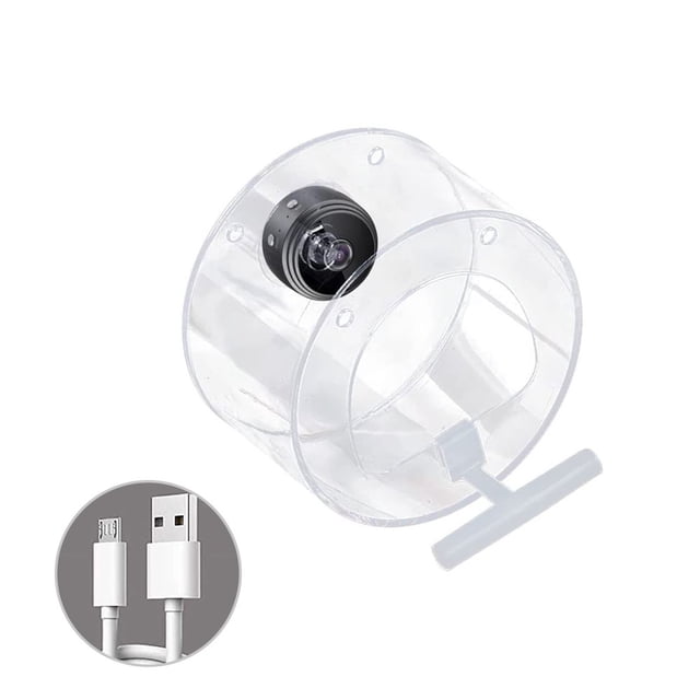 Boc 1 Set Smart Bird Feeder with Camera Night Version Wide Angle WiFi Real-time Viewing Feeding Transparent High Clarity Hanging Bird