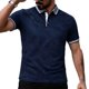 thumbnail image 2 of Ceisia Men's Regular Fit Contrast Trim Jacquard Short Sleeve Turndown Collar Casual Polo Shirt Gifts, 2 of 8