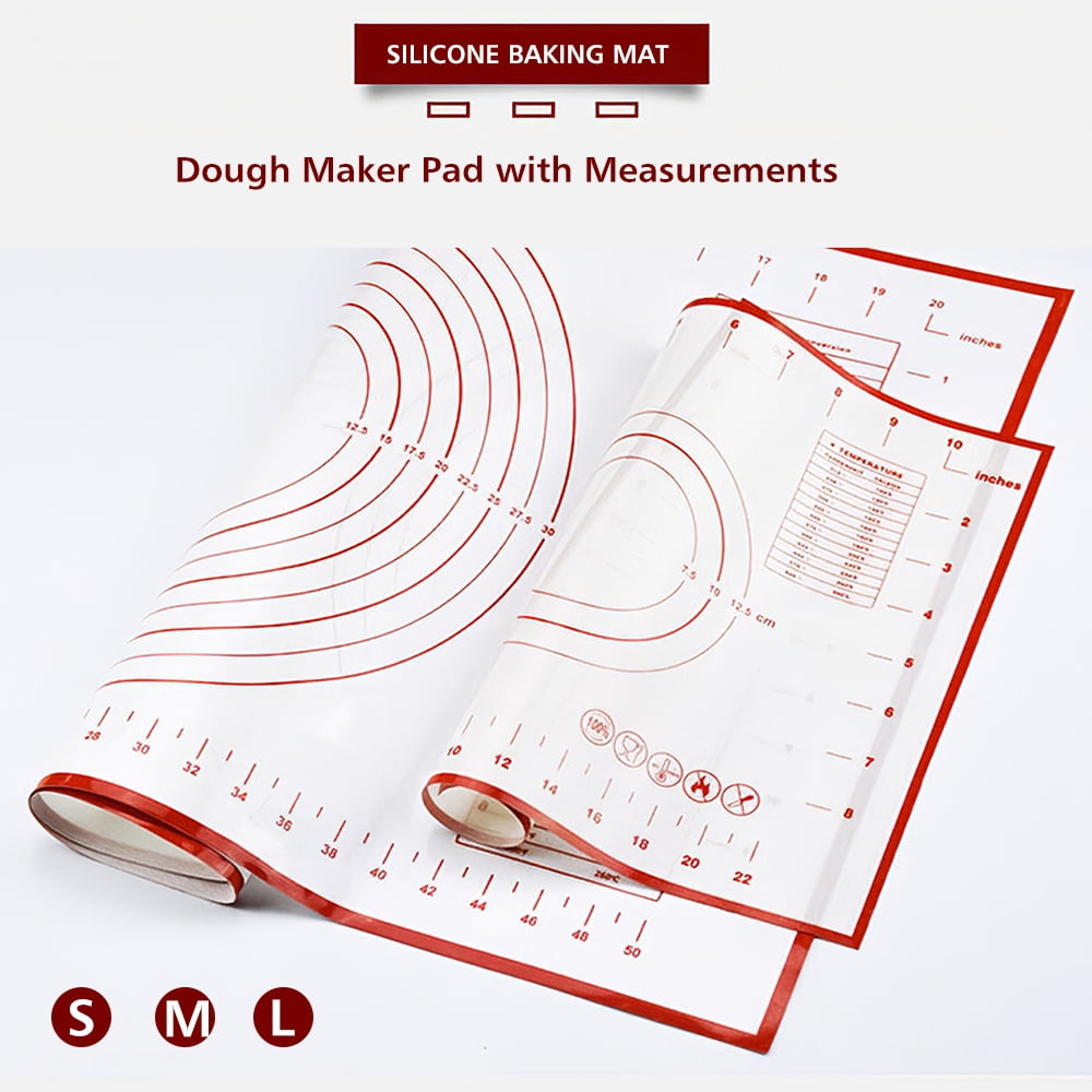 Silicone Pastry Mat Baking Sheet Liner W/ Measuring Pie Crust Dough Durable 