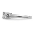 thumbnail image 3 of Solid 14K White Gold Three Stone Engagement Ring with CZ Cubic Zirconia Size 8, 3 of 7