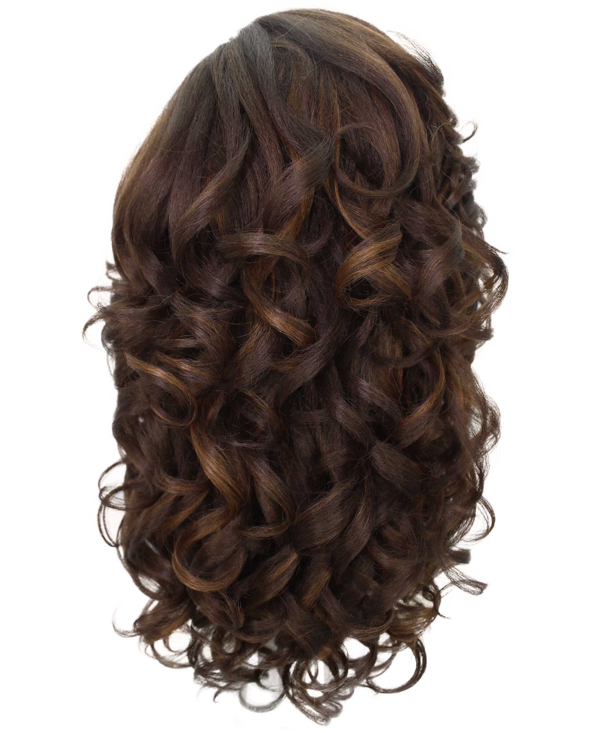 LUXLUXE Nia 20" Layered Wig | HD Lace Front Layered Wig for Black Women, Pre-Plucked Glueless Synthetic Body Wave Wig for Party & Daily Wear, Brown with Caramel Color