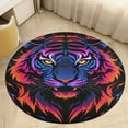 thumbnail image 4 of Tiger Animal Graffiti Floral Medallion Round Rug - Small Round Area Rug, Soft Non-Slip Machine Washable Bedroom Mat Indoor Accent Entry Carpet for Office Desk Dorm Hallway, 4 of 6