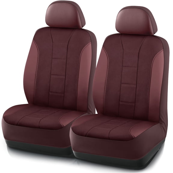 Auto Drive 2-Piece Red Perforated Leather Car Seat Covers - Universal Fit, Premium Breathable Design