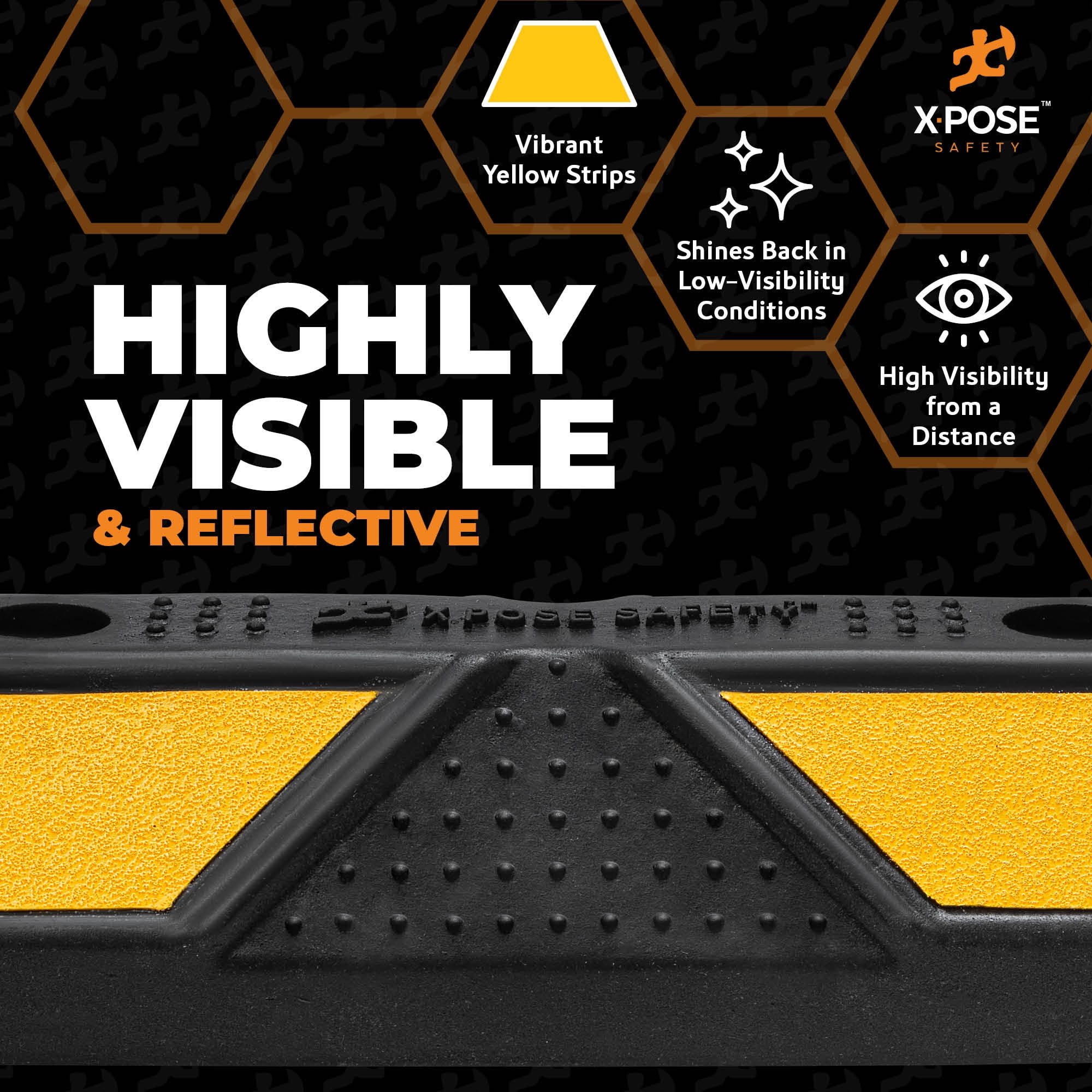 Xpose Safety Parking Block Curb Stop, 22" Heavy Duty Parking Stop Protect Vehicles Walls Yellow Reflective Strip, Car Tire Stopper, Wheel Stop Bumper, Parking Stopper for Garage, Driveway 24 Pack