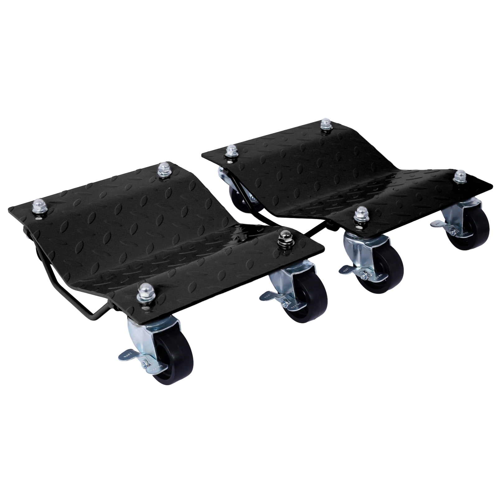 Heavy Duty Car Dolly 4 Pack, 6000 Lbs Total Capacity Car Tire Stake With Brakes System, Car Tire Stakes Set, 4 Wheel Dollies For Tow, Vehicle Storage, Furniture Movers