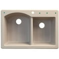 thumbnail image 3 of Transolid Aversa 33in x 22in silQ Granite Drop-in Double Bowl Kitchen Sink with 2 BE Faucet Holes, In Cafe Latte, 3 of 4