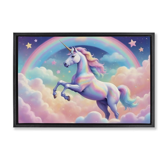 Stupell Industries Contemporary Colorful Galaxy Unicorn Black Floating Frame Canvas Art, 25 x 17, by Creative Studio