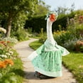thumbnail image 4 of Coollooc Gardener Porch Goose Outfits Cute Lawn Porch Goose Clothes Fits 23" Cement Plastic Goose Statue for Outdoor Garden Yard Patio Art Decor(Light Green), 4 of 9