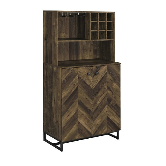 63 Inch Wine Cabinet with Double Doors 2 Adjustable Shelves Rich Brown