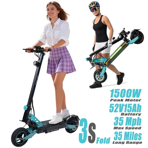 NovaHop G3 Electric Scooter for Adults, 1500W Peak, 135Nm Torque, 10" Off-Road Tires, 52V 15Ah 780Wh, Foldable