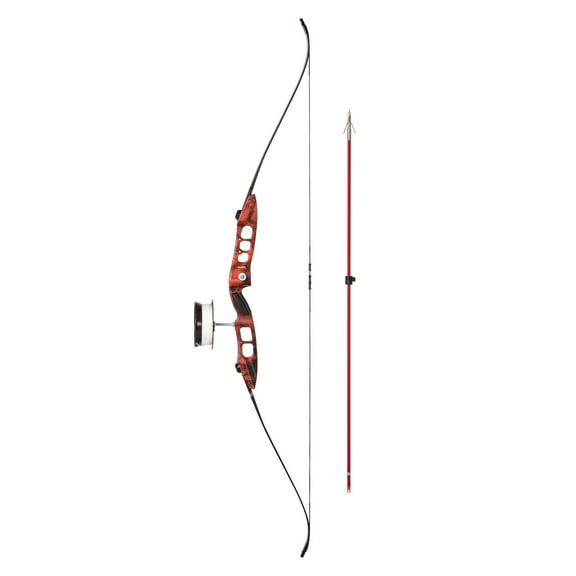 Cajun Fish Stick Take-Down Bowfishing Bow Set Includes Drum Reel with Line, Roller Rest, Arrow with Piranha Point, and Blister Buster Finger Pads