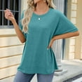 thumbnail image 5 of ameIAEA Summer Comfy T-Shirt for Women Roll Up Short Sleeve Tee Tops Crewneck Loose Shirts, 5 of 7