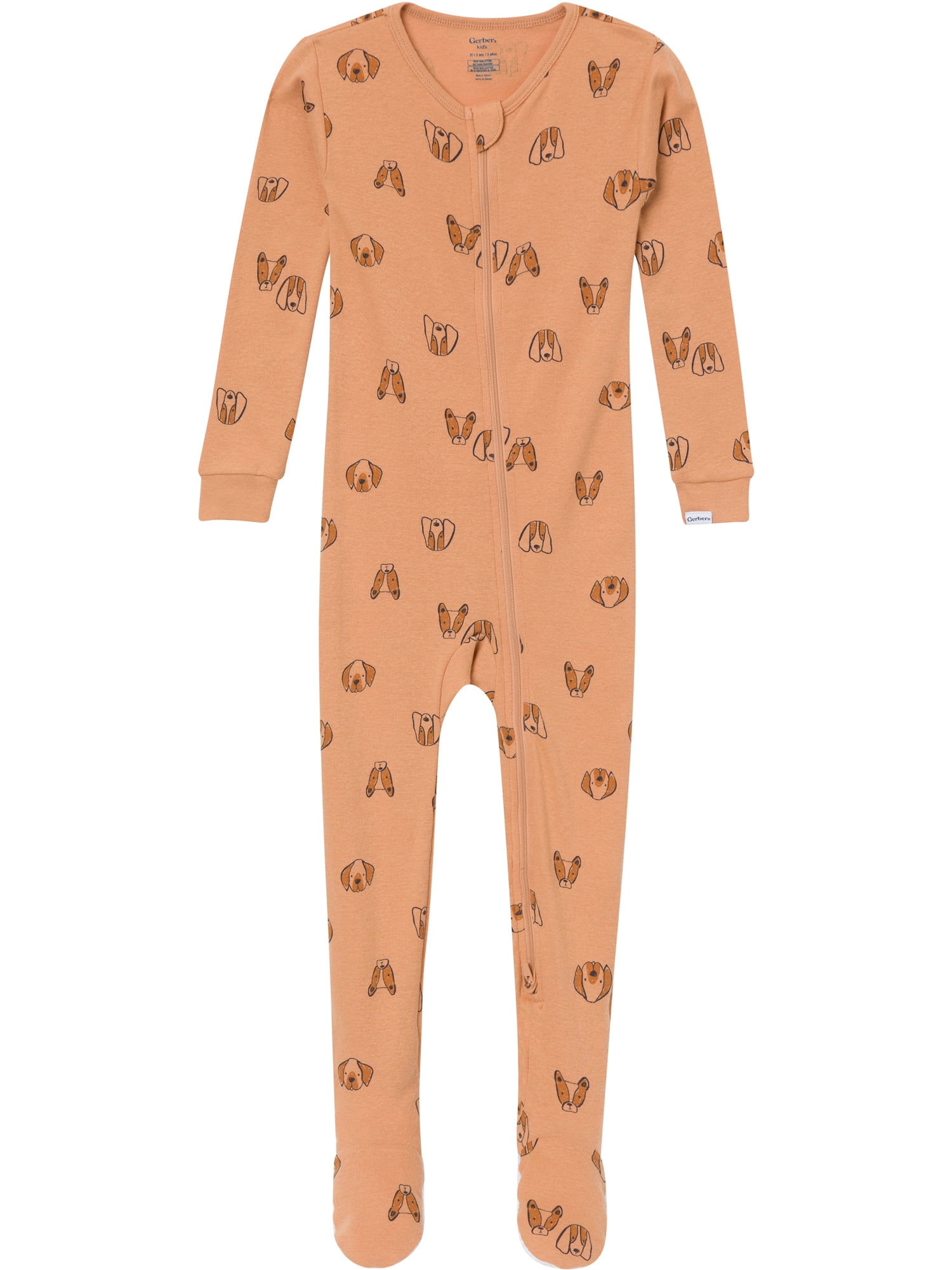 Gerber Baby and Toddler Neutral Tight Fitting Footed 2-Way Zipper Unionsuits, 2-Pack, Sizes 0/3 Months - 5T