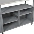 thumbnail image 6 of YIYADO Foldable Outdoor Kitchen Island, Mobile Patio Kitchen Cart with Stainless Steel Top, Lockable Wheels, Storage Cabinet & 2-Tier Spice Towel Rack, Grey, 6 of 6