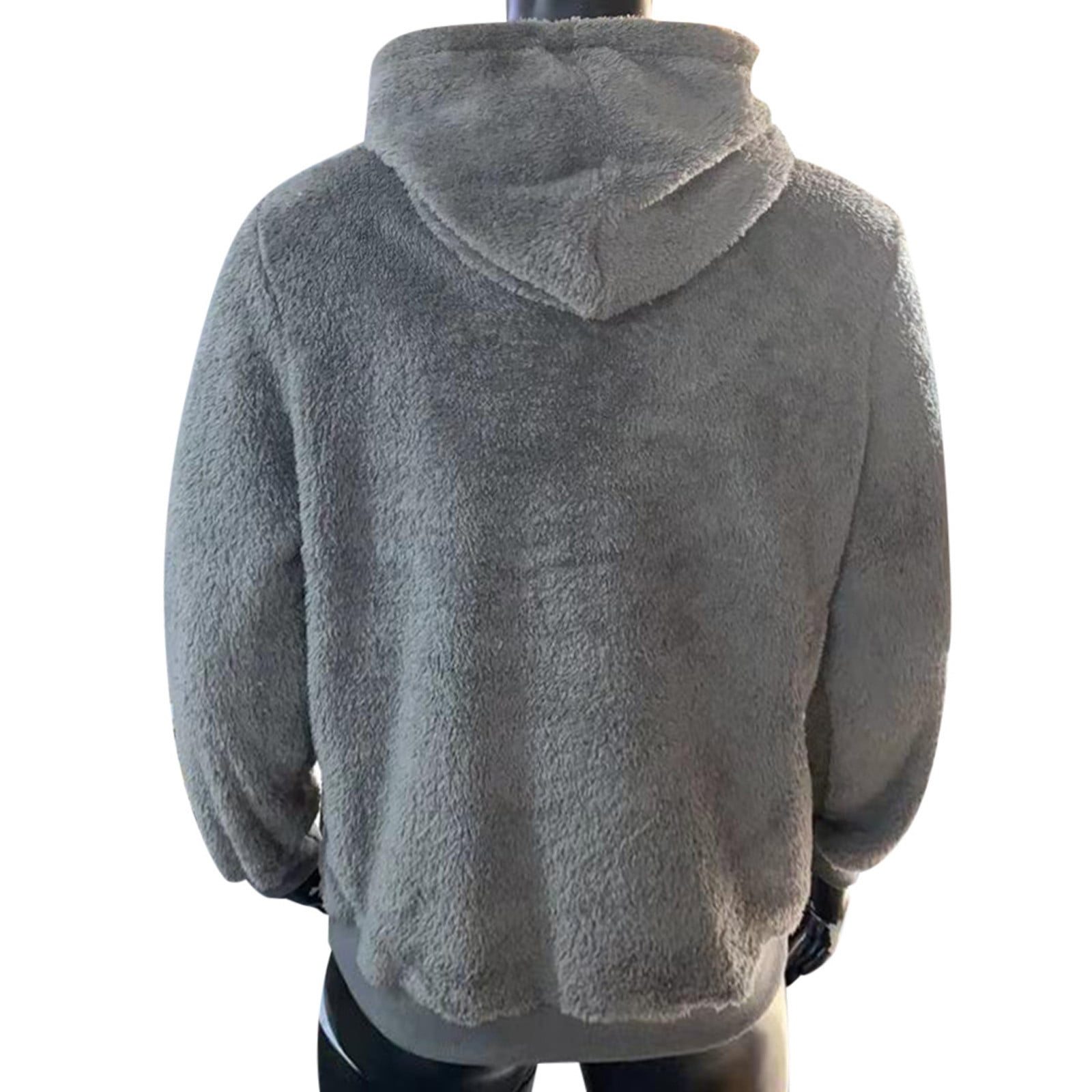 LEEy-world Mens Sweatshirt Hoodies for Men Heavyweight Full Zip Up  Sweatshirt Sherpa Lined Coat Grey,M 
