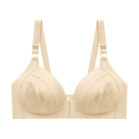 

WXLWZYWL Plus Size Bras for Women Clearance Wire Free Comfortable Push Up Hollow Out Bra Underwear Beige