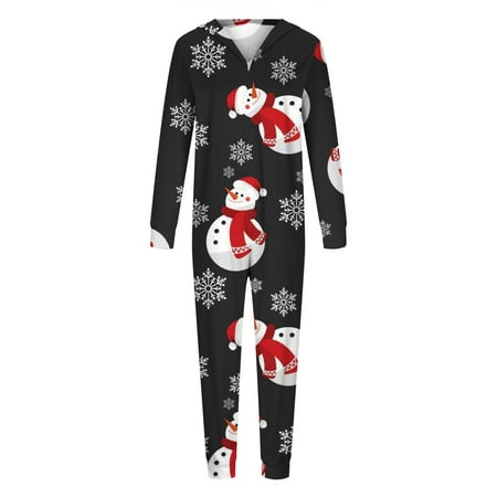 

SUWHWEA Christmas Gifts Pajamas Parent-child Christmas Set Printed Home Wear Hoodid Pajamas Moms Jumpsuit on Clearance