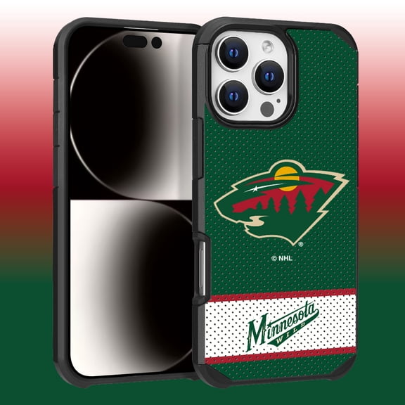 Apple iPhone 16 Pro Max (6.9) - NHL Licensed Minnesota Wild Team Logo on Jersey Textured Dual Layer Case