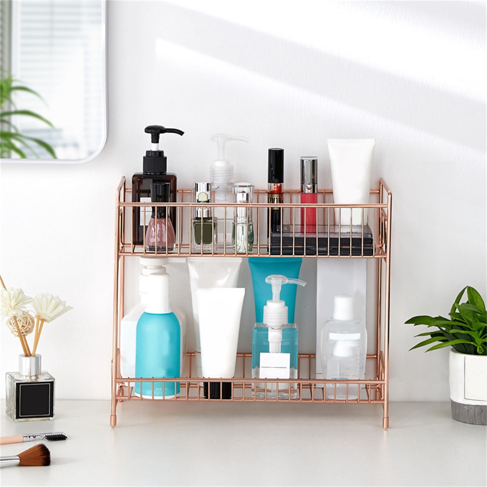 olkpmnmk Bathroom Organizers And Storage,Bathroom Shelves,2-Tier Cabinet Storage Rack, Suitable For Kitchen/Bathroom Countertop Storage,Organization And Storage,Accessories