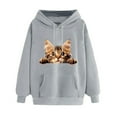 thumbnail image 1 of Chandail à Capuche Graphique Chat Mignon pour Femmes, Confort Décontracté, Robe à Capuche Athlétique avec Fermeture Éclair, Chandails en Molleton et Tuniques Longues pour Dormir, 1 of 4