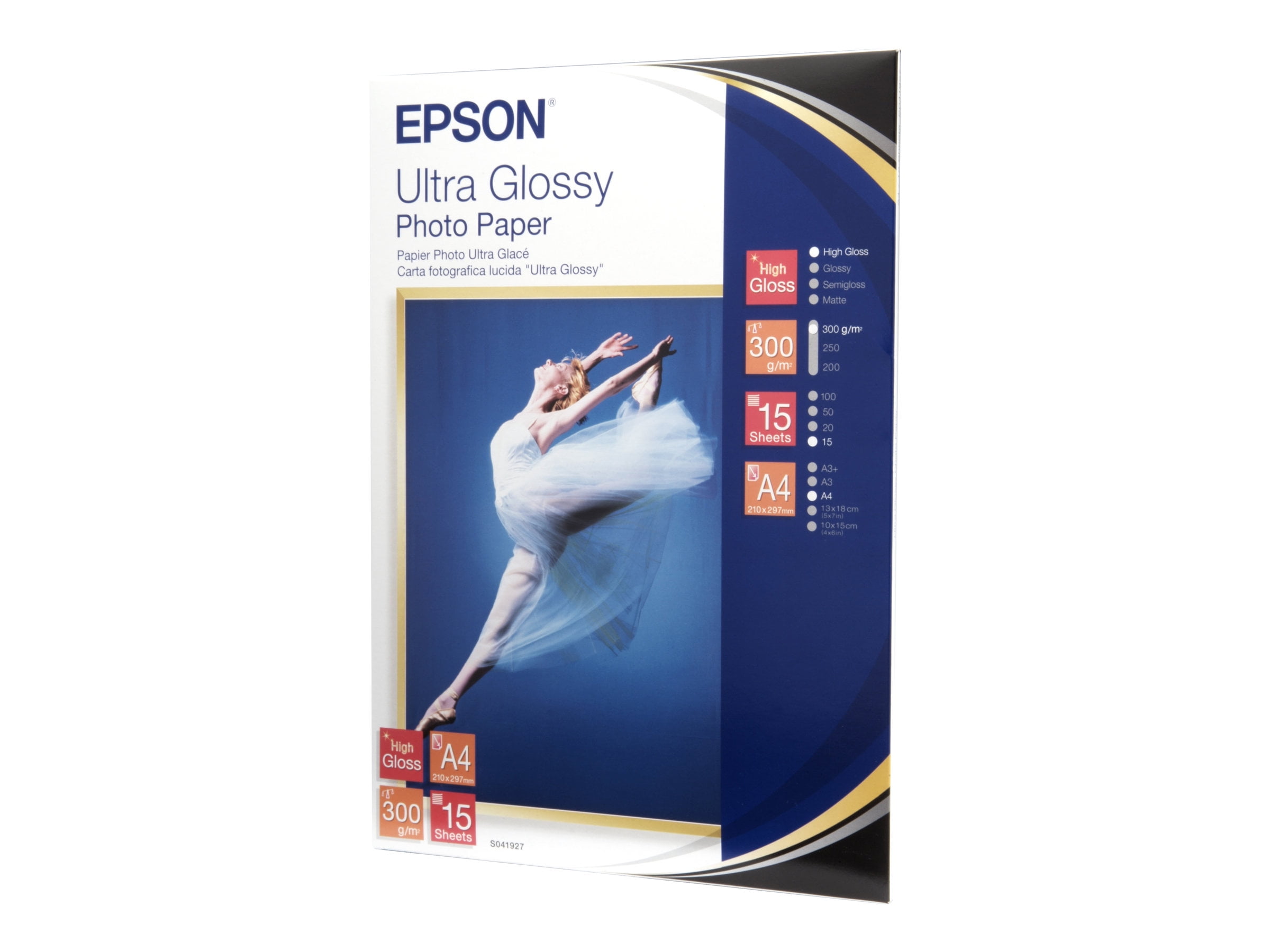 Beperkingen scherm Overtollig Epson Ultra Glossy Photo Paper - Glossy - A4 (8.25 in x 11.7 in) 15  sheet(s) photo paper - for EcoTank ET-1810, 2810, 2811, 2814, 2815, 2820,  2825, 2826, 2850, 2851, 2856, 4800, 4850 - Walmart.com