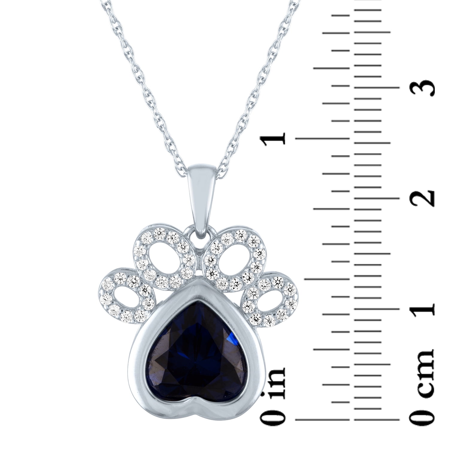 Ladies Brilliance Fine Jewelry Simulated Blue Sapphire and CZ Sterling Silver Dog Paw Pendant, 18"