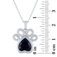 thumbnail image 3 of Ladies Brilliance Fine Jewelry Simulated Blue Sapphire and CZ Sterling Silver Dog Paw Pendant, 18", 3 of 3