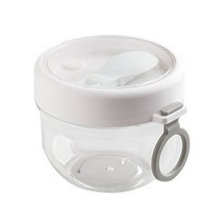 

1Pcs Reusable Overnight Oat Container with Lid and Foldable Spoon 600Ml Leak-Proof Oats Jar Portable Yogurt Cup White
